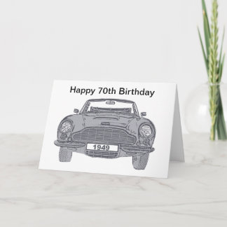 70ste verjaardagskaart voor Britse klassieke autol Kaart