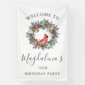 70th Birthday Banner Red Cardinal Custom Welcome (Verticaal)