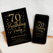 70th Birthday Black Gold Kaart