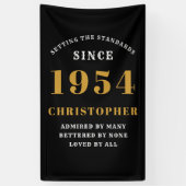 70th Birthday Born 1954 Naam toevoegen Zwart Goud Spandoek (Verticaal)