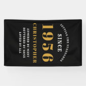 70th Birthday Born 1956 Add Name Black Gold Spandoek (Horizontaal)