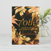 70th Birthday Celebration Autumn Custom Invitation Kaart (Staand voorkant)