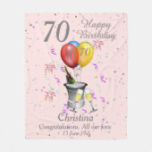 70th Birthday Celebration Pink Fleece Blanket (Voorkant)