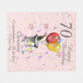 70th Birthday Celebration Pink Fleece Blanket (Voorkant (Horizontaal))