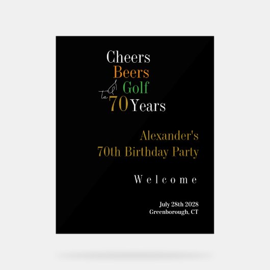70th Birthday Golf Cheers Beers Welcome (Recto)