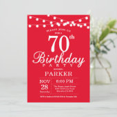 70th Birthday Invitation Red Kaart (Staand voorkant)