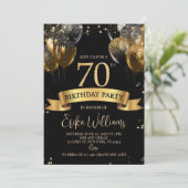 70th Birthday Invitation Template: Black & Gold Ba (Debout devant)