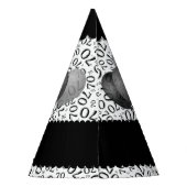 70th Birthday Number Pattern Black/White Scallops Feesthoedjes (Achterkant)