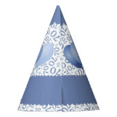 70th Birthday Number Pattern Blue/White Scallops Feesthoedjes (Achterkant)