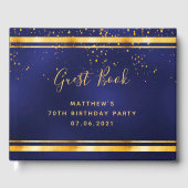 70th Birthday Party dark blue gold confetti Gastenboek (Voorkant)