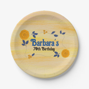 70th Birthday party flower personalize Papieren Bordje
