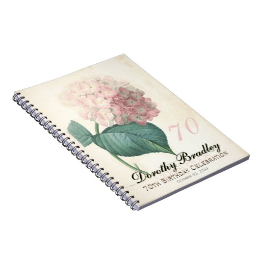 70th Birthday Party Hydrangea Custom Guest Book Notitieboek (Rechterzijde)