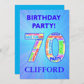 70th Birthday Party Invitation Ajouter un nom (Devant / Derrière)