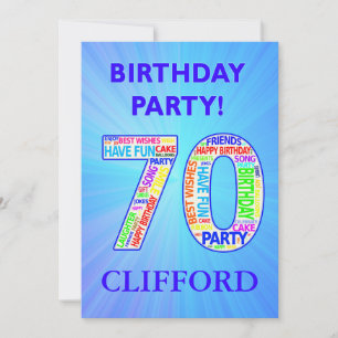 70th Birthday Party Invitation Voeg een naam toe Kaart