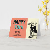 70th Birthday Personalized Retro Funny Cartoon Kaart (Gele Bloem)