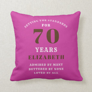 70th Birthday Setting Standards Add Jouw naam Pink Kussen