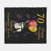 70th Birthday Sparkling Wine Celebration Black Fleece Deken (Voorkant (Horizontaal))