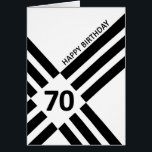 70th Diagonal Black Line Design Birthday<br><div class="desc">Celebrate a 70th birthday with a cool card. A modern eye catching birthday card that has black diagonal lines with the age in black on top. A minimalist design that is sure to please any man.</div>