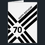 70th Diagonal Black Line Design Birthday<br><div class="desc">Celebrate a 70th birthday with a cool card. A modern eye catching birthday card that has black diagonal lines with the age in black on top. A minimalist design that is sure to please any man.</div>