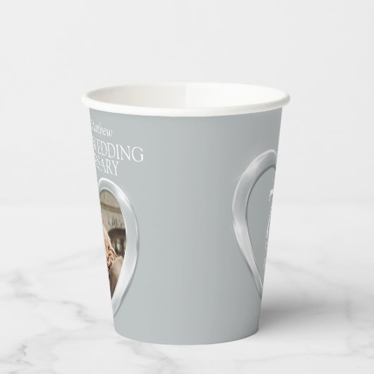 70th Platinum Huwelijksverjaardag hart foto Papieren Bekers (Links)