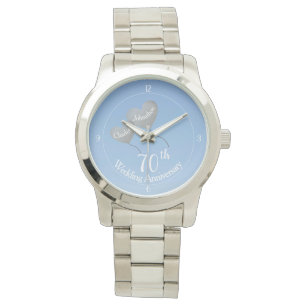 70th Platinum Wedding Anniversary heart balloons Horloge