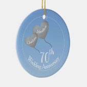 70th Platinum Wedding Anniversary heart balloons Keramisch Ornament (Rechts)