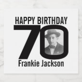 70th Verjaardag aangepaste foto naam label Bier Etiket (Enkel label)