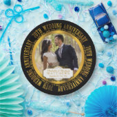 70th Wedding Jubileum Foto zwart | Goudtoon Papieren Bordje (Feest)