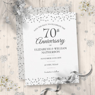 70th Wedding Jubileum Love Hearts Save the Date Briefkaart