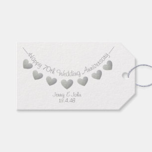 70th Wedding Jubileum platina gift label Cadeaulabel
