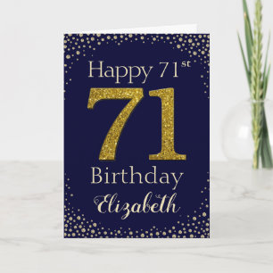 71e Anniversaire Carte de Parties scintillant d'or