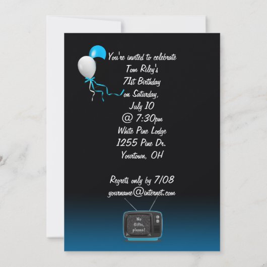 71e anniversaire Invitation de fête (Dos)