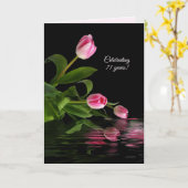 71e anniversaire tulipes roses dans la carte à eau (Fleur jaune)