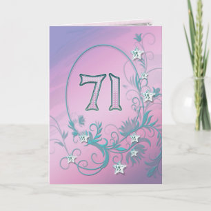 71e carte d'anniversaire avec étoiles en diamant