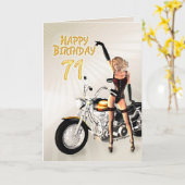 71e carte d'anniversaire avec une fille de moto (Fleur jaune)