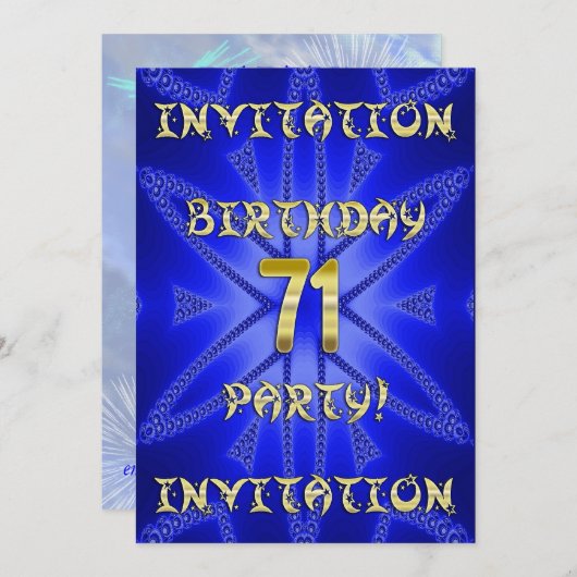 71e invitation de fête d'anniversaire (Devant / Derrière)
