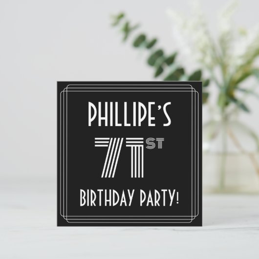 71e verjaardag: Art Deco Style met aangepaste naam Kaart (Staand voorkant)