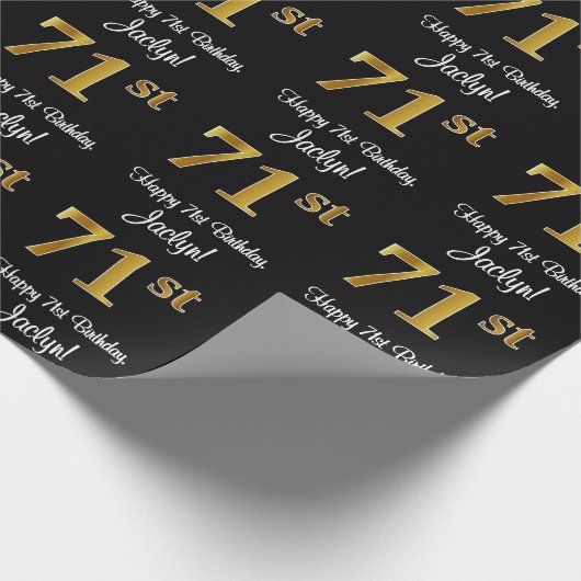 71e verjaardag: Elegante luxe Faux Gold look # Cadeaupapier (Hoek)