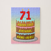71e verjaardag: Fun Cake and Candles + Custom Name Legpuzzel (Verticaal)