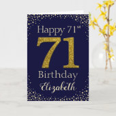 71e verjaardag Golden Glitter Kaart (Gele Bloem)