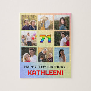 71e verjaardag: Leuk regenboog #, Aangepaste naam  Legpuzzel