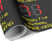 71e verjaardag: Red Digital Clock Style "71" + naa Cadeaupapier (Rol Hoek)