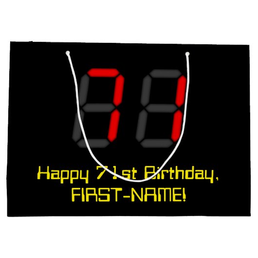 71e verjaardag: Red Digital Clock Style "71" + naa Groot Cadeauzakje (Achterkant)