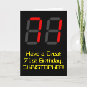 71e verjaardag: Red Digital Clock Style "71" + naa Kaart