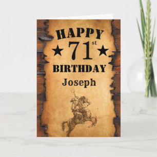 71e verjaardag Rustic Land Western Cowboy Horse Kaart