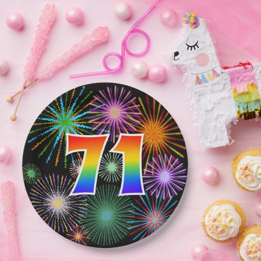 71ste evenement - Leuk, Kleurrijk, Vet, Regenboog Papieren Bordje (Feest)