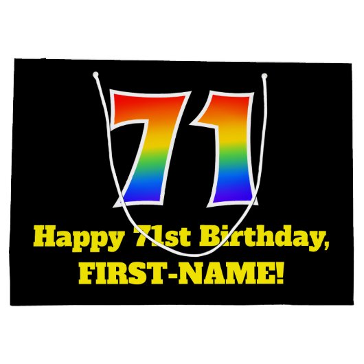 71ste verjaardag ~ Leuk, kleurrijk, levendig, rege Groot Cadeauzakje (Achterkant)