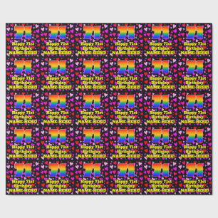 71ste verjaardag: Loving Hearts-patroon, Regenboog Cadeaupapier
