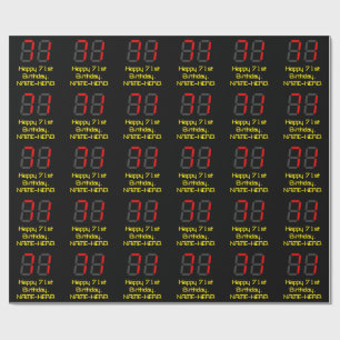 71ste verjaardag: Rood digitaal klokstijl "71" + N Cadeaupapier