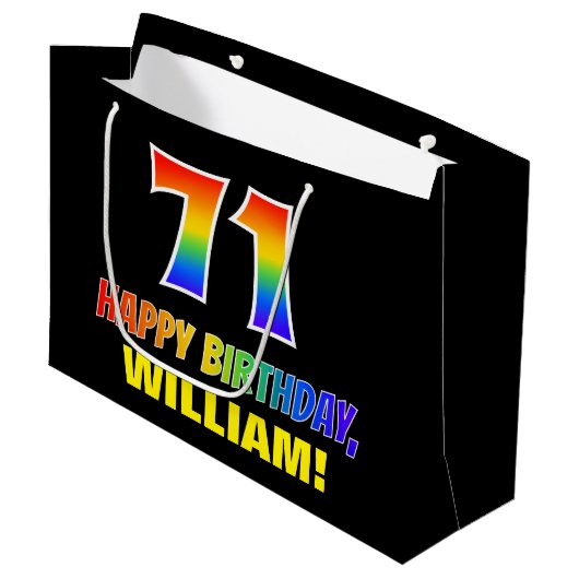71ste verjaardag: Vet, Vun, Eenvoudig, Regenboog 7 Groot Cadeauzakje (Voorkant Gekanteld)